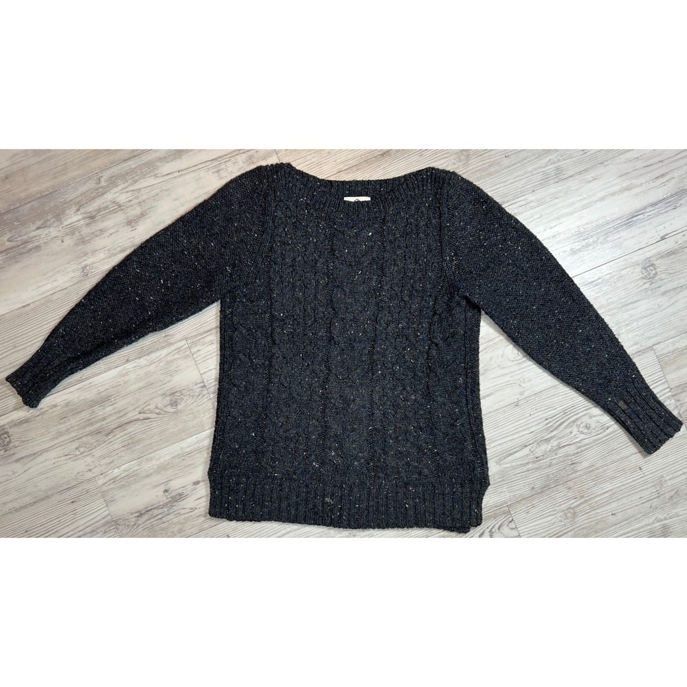 St Johns‎ Bay Gray Cable Knit Sweater Petite Small Flecked Cotton Blend Pullover
